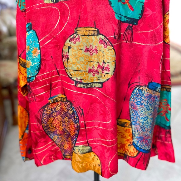 Vintage Chicos Chinese Lanterns Silk Top - Picture 6 of 7